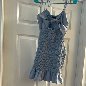 Nasty Gal Take Our Shirred For It Bow Mini Dress